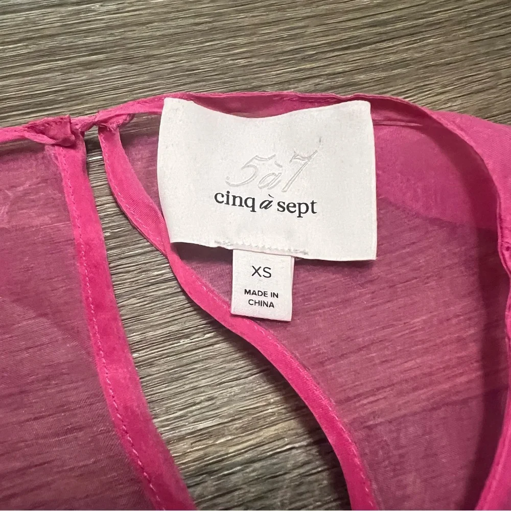 Cinq a Sept Katerina Silk Organza Top 100% Pink Sheer Size XS - Picture 5 of 11